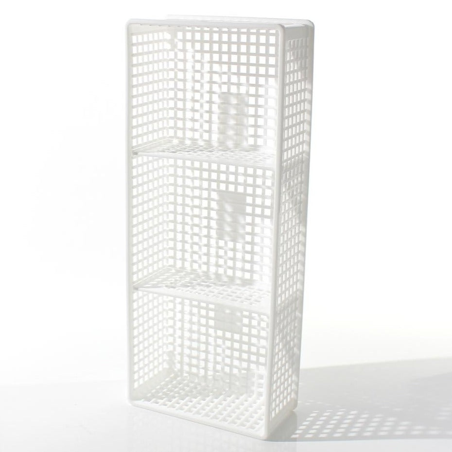 3-Section White Shallow Mesh Desk Organizer with Compartments