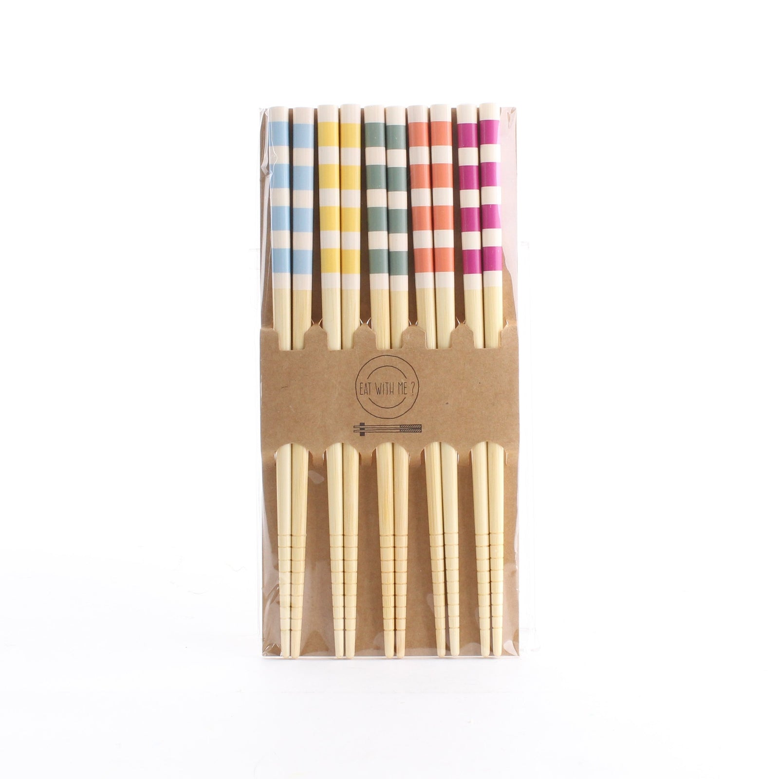 5-pair Wooden Chopsticks with Stripes