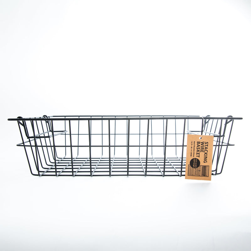 Black Stackable Wire Basket with Handle