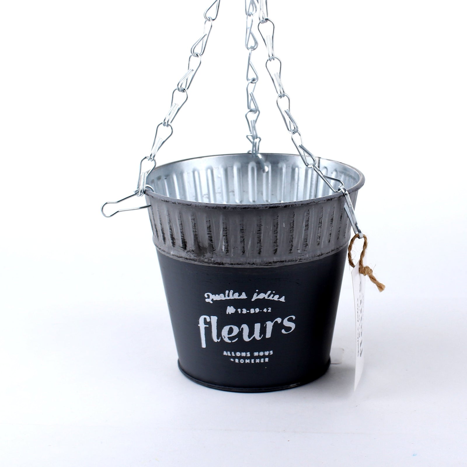 Hanging Tin Planter Pot (Navy)