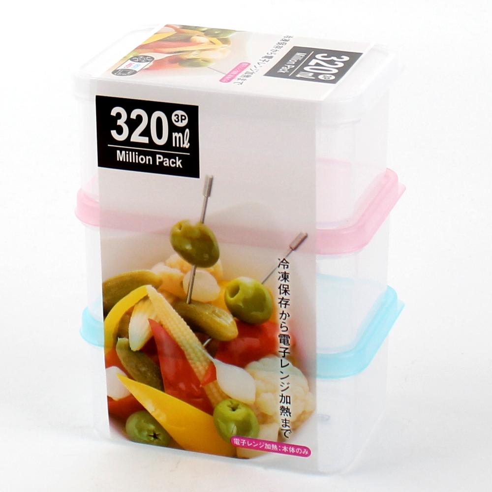 Shop Plastic Food Container (Rect/CL*BL*PK/11.8x8x5.2cm / 320mL (3pcs ...