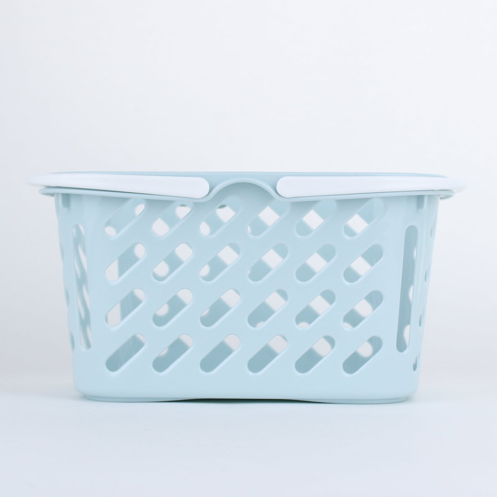 Light Blue Plastic Storage Basket with Handle