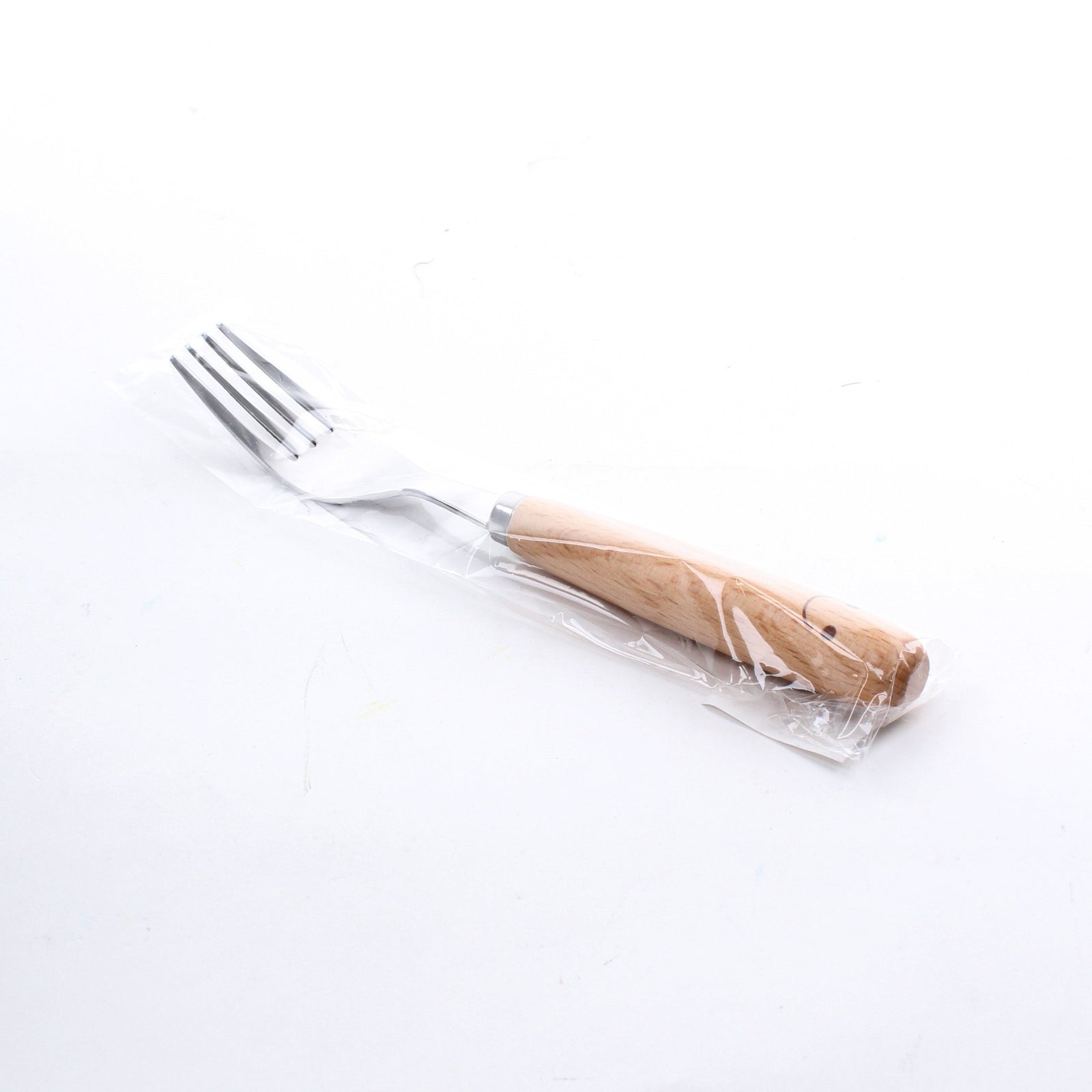 Stainless Steel Dessert Fork with Wooden Handle (Smile/17.6cm)