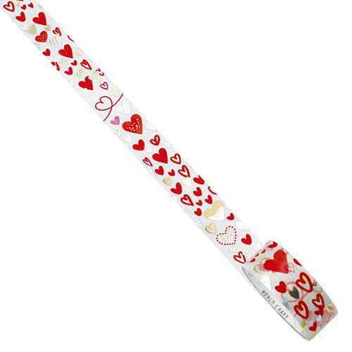 World Craft Masking Tape Glittering Fresh Mass 15mm x 5m Hearts