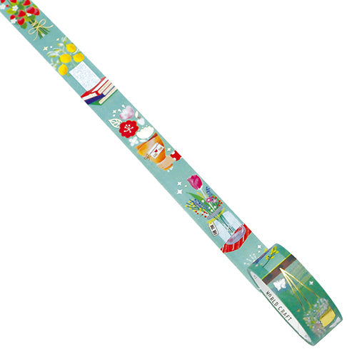 World Craft Masking Tape Glittering Fresh Mass 15mm × 5m Flowers